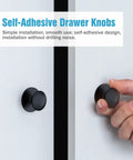 Hella Durable Self Adhesive Cabinet Knobs Top Shelf Hardware Super Sleek Black Finish For Kitchen Drawers And Cupboards, close-up of hand using knob.
