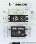 Diagram showing dimensions of Beefy 34Kgcm High Torque RC Steering Servo Waterproof Low Profile For 1 To 10 Scale RC Cars