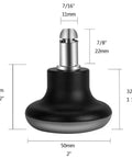 Low Profile Bell Glides Office Chair Feet 5 Pack Replacement Caster Wheels To Fixed Castors With Self Adhesive Felt Pads Black, Short 37 mm Height, Fits 11 mm Stem, Not For IKEA Or 10 mm Stems