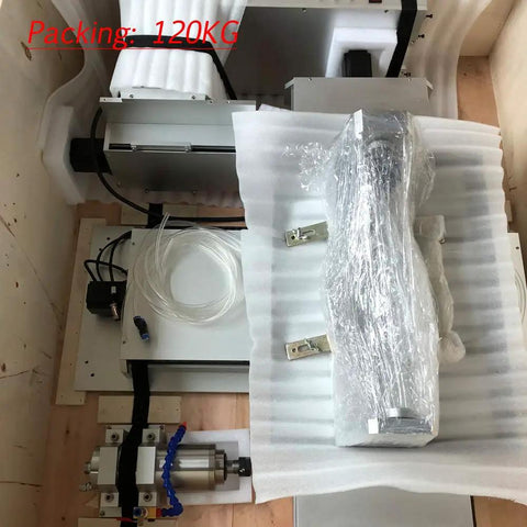 6040 5 Axis CNC Router Engraving Machine With 2200W Spindle components unpacking view