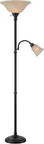 Lit Amber Cloud Glass Reading Torch Lamp With Adjustable Gooseneck And Dark Bronze Finish Decor Lamp With On Off Switch Bulb Included Modern Contemporary Lighting For Living Room Or Home Office