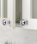Heavy Duty Solid Brass Cabinet Knobs Polished Finish Premium Drawer Pulls For Kitchen Cabinets Bathroom Vanity Dresser Top Shelf Hardware Five Pack on white cabinetry.