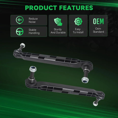 Two Pack Front Sway Bar Stabilizer Links For Buick LaCrosse Regal 2013-2016, Chevy Impala 2014-2020, Malibu 2013-2015 Center To Center 11.45 Inches Without Sport Suspension OE Quality, black metal links