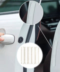 100Pcs Self Adhesive Rubber Bumper Strips applied to car door for noise reduction and scratch protection.