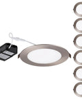 Ultra Slim 4 Inch LED Recessed Downlights With J Box Pack Of 6, featuring slim panel design and satin nickel finish