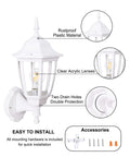 Outdoor Wall Lantern Waterproof Sconce Light Fixture For Porch Garage Patio Yard With White Wall Mount Bulb Included 120V Corded Electric