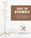 Wooden Coat Rack Stand With Eight Hooks Made From New Zealand Pine Three Section Adjustable Height Easy Assembly Coat Tree