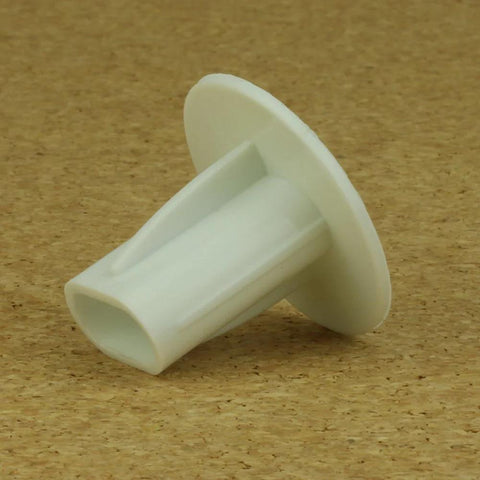Skywalker dual feed-through cable bushing, white plastic with flange, hollow cylindrical body
