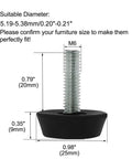 Adjustable Leveling Feet For Furniture With M6 Thread 20mm Length And 25mm Base Diameter Floor Protectors For Tables Desks