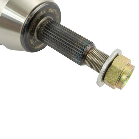 Close-up of Front CV Axle And Wheel Hub Bearing Assemblies Kit for 2003 Ford Explorer, showing splined axle end and nut