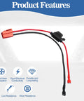 Red 2 Pin Battery Wire Harness Connector For 12 Volt Ride On Vehicles With 12 Gauge Wire 40 Amp Fuse Quick Disconnect Plug