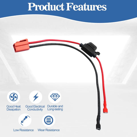 Red 2 Pin Battery Wire Harness Connector For 12 Volt Ride On Vehicles With 12 Gauge Wire 40 Amp Fuse Quick Disconnect Plug