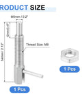 Stainless Steel Retractable Index Plunger Pin, Spring Loaded Positioning Latch With Nut, M8 Thread dimensions displayed