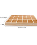 Top Tier Solid Wood Jewelry Tray Organizer with 36 grids, measuring 35.1cm x 24.2cm, ideal for travel or countertop display.