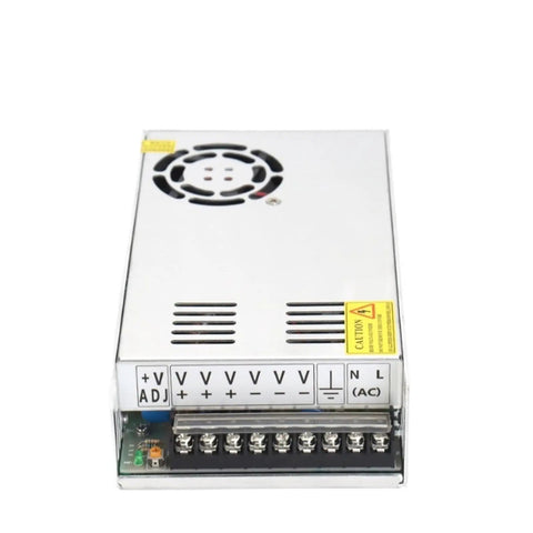 Heavy Duty Switching Power Supply Crushes 350 Watts At 36 Volts With 9 Point 7 Amps with rear view showcasing connections and cooling vents.
