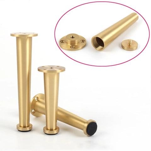 Brass Furniture Feet Set Of 4 With Adjustable Sofa And Cabinet Legs detail view of components for stability and leveling.