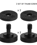 Two Pack Thumb Screw Camera Quick Release Adapters with Rubber Pads and One Quarter Inch Thread for Tripod Accessory