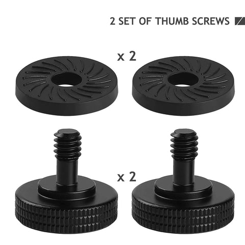 Two Pack Thumb Screw Camera Quick Release Adapters with Rubber Pads and One Quarter Inch Thread for Tripod Accessory
