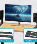 Metal Tilted Desktop Speaker Stands Risers Pair With Anti Vibration Pads Elevating Bookshelf Speakers And Studio Monitors
