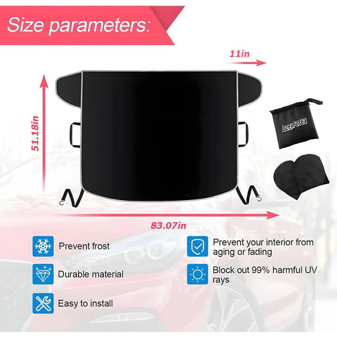 Universal Windshield Snow Cover For Cars, Trucks And Vans, Waterproof And Windproof Frost And Ice Removal Sunshade dimensions