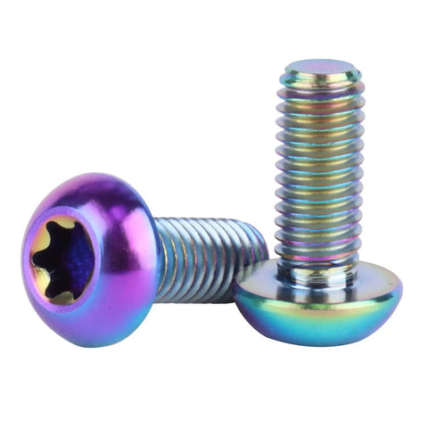 Heavy Duty Badass Grade Five Titanium Fasteners M5 X 12mm T25 Torx Head Bolts and Screws with colorful finish