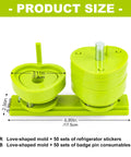 Heavy Duty Button Press Machine With Sturdy Slide Rails Make Custom Heart Badges And Name Labels For School Art Classes Community Events And Parties, green love-shaped mold.