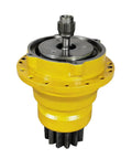 Heavy Duty Swing Gearbox Hydraulic Drive 152-7372 1527372 Replacement for Caterpillar CAT Excavators, yellow gearbox front view.