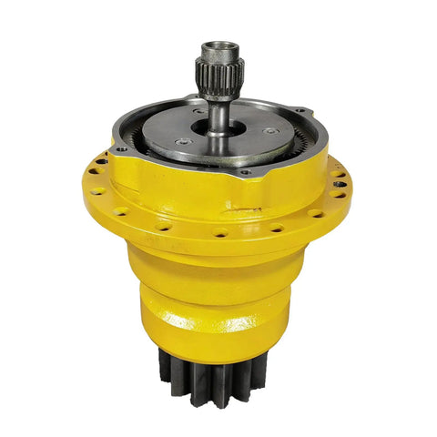 Heavy Duty Swing Gearbox Hydraulic Drive 152-7372 1527372 Replacement for Caterpillar CAT Excavators, yellow gearbox front view.