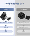 Comparison of washer lid strike replacement for Maytag and Whirlpool washers, durable part vs brittle material.