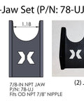 QC-Mate Uni-Jaw Set by XBoom, 7/8-in, two black jaws with white X logo.