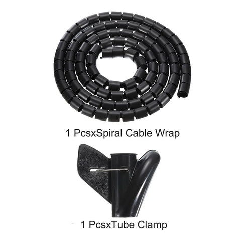 Cable Wrap Tube Kit And Management Sleeve 3 Meter 42 Mm PE Flexible Black with spiral wrap and tube clamp