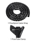 Spiral Tube Wrap Cable Kit Management Sleeve 3 Meter 42mm PE Flexible Black DIY Friendly Easy Install Tangle Free Cable Runs