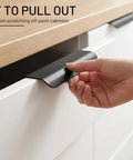 Distinctive Style Black Cabinet Handles Set, 5.9-Inch Aluminum Finger Pulls in use on a white drawer for easy opening