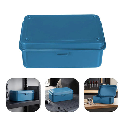 Heavy Duty Vintage Iron Tool Box For Home Garage Workshop, Built Tough Metal Storage Case with secure lid.