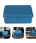 Kickass Vintage Iron Tool Box With Secure Locking Lid And Snappy Quick Access Compartments For Home Mechanic and Car Garage heavy duty blue metal storage solution.