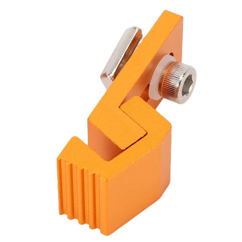 Close-up of Two Pack Aluminum Tiger Claw Clamps For 3018 Pro CNC Machine, serrated orange side clamp with screw detail.