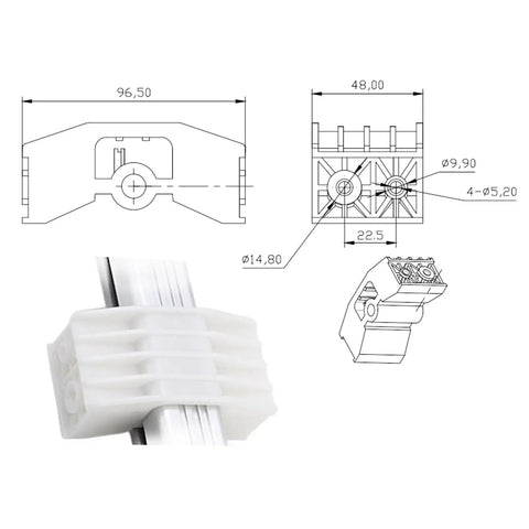Built Tough Electric Linear Actuator Slide Block Featuring Quiet Motor Operation And Rock Solid Stable Connection For Easy Push Rod Automation Install Projects technical drawing and dimensional details
