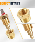 Electric Cooling Fan Thermostat Switch For Auto Radiator Temperature Sensor Switch Three Eighths Inch Pipe Thread Fits 10 Inch 12 Inch 14 Inch 16 Inch Fans Gold brass thermostat with 3/8 inch threaded adapter