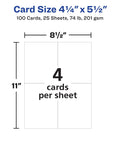 Avery printable postcards layout: four 4¼ x 5½ inch cards per 8½ x 11 inch sheet