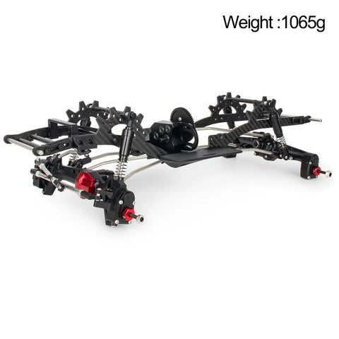 Side view of Beefy Carbon Fiber LCG Chassis Kit With 3mm Rails 8mm Delrin Skid Plate And CMS Servo Panhard Mount For 1 To 10 RC Crawlers