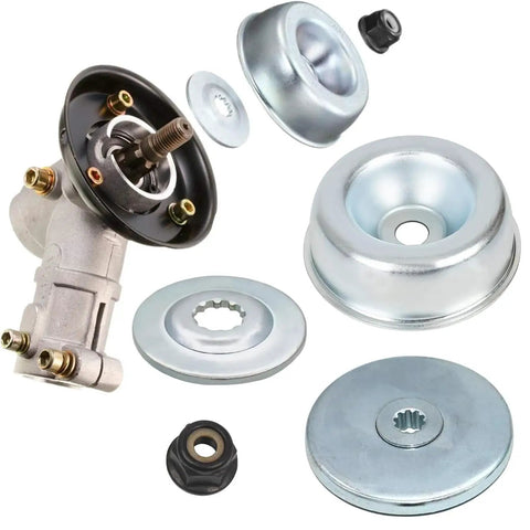4-Piece Trimmer Head Conversion Kit For Straight Shaft String Trimmers And Brush Cutters No-Fuss Install with components displayed