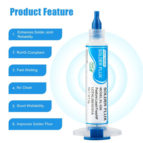 Desoldering Wick And No Clean Flux Paste Kit For Electronics Repair No Residue Solder Flux Paste Low Smoke RoHS syringe