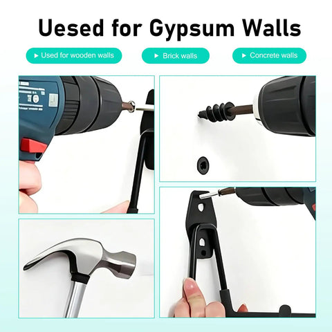 Installation process of Badass Heavy Duty Steel Wall Mount for EV Charger and Cable Organizer on various wall types.