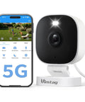 2.5K Outdoor Indoor Security Camera System With Color Night Vision displayed with smartphone app control interface.