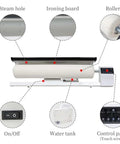 Commercial Grade Rotary Steam Iron With Massive 36 Inch Roller And Continuous Steam Generator close-up on features like steam hole and control panel.