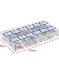 Plastic storage box containing 130Pcs Hydraulic Grease Nipple Fitting Kit With Galvanized Metal Nipples M6 M8 M10 BSP UNF 45 Degree Angles