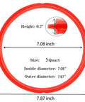 Mini 3 Qt Instant Pot Sealing Ring Set With Float Valve Caps 2 Pack, red silicone ring, 3 quart size, measured 7.08 inch inside diameter