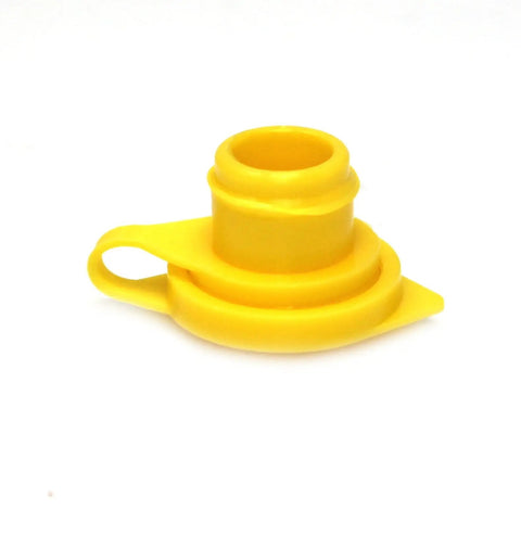 Single yellow gas can vent cap, part of 10 Pack Universal Large Yellow Gas Can Vent Caps For Plastic Fuel Cans, Heavy Duty Replacement