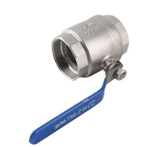 Badass 304 Stainless Steel Ball Valve Two Piece Full Port 2 Inch Female Thread for plumbing projects with blue handle