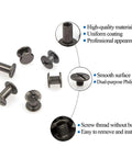 90 Piece Chicago Screws Kit In Gun Metal For DIY Leather Craft with Phillips head screws showing close-up of smooth surface and threading